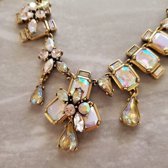✨ NEW J.Crew Rhinestones Crystals Mercury Glass Anitqed Statement Necklace ✨ - Picture 6 of 16
